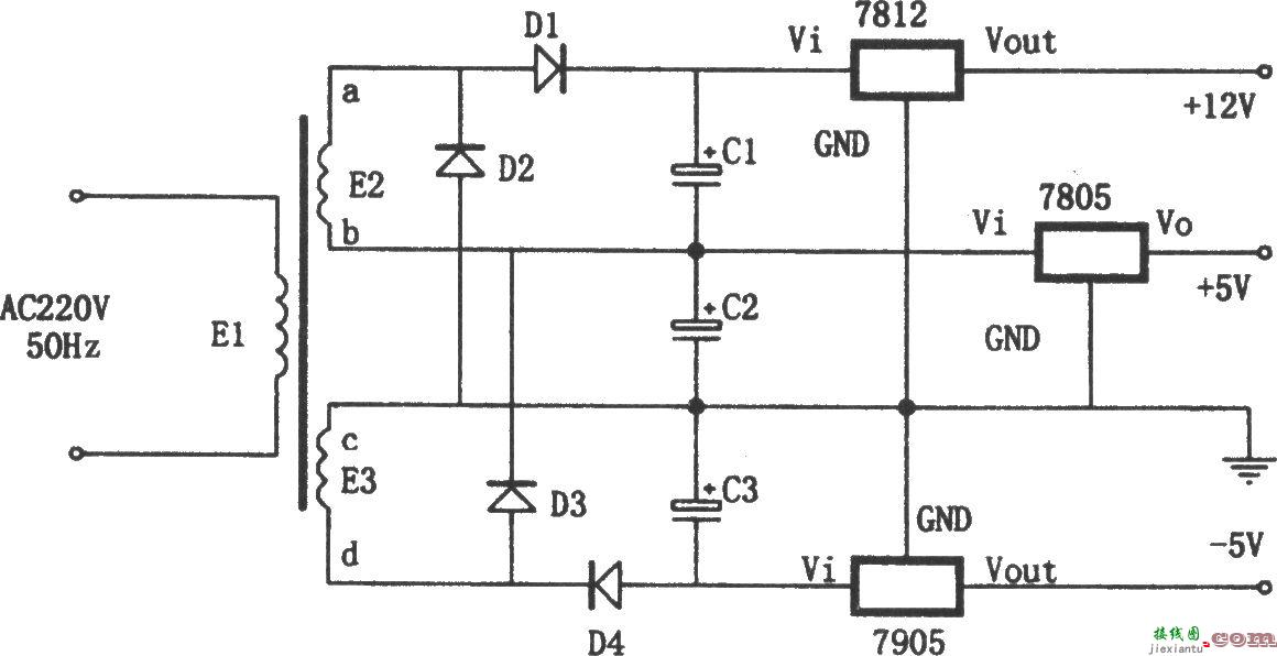 特殊的电源电路(7905、7805、7812)  第1张