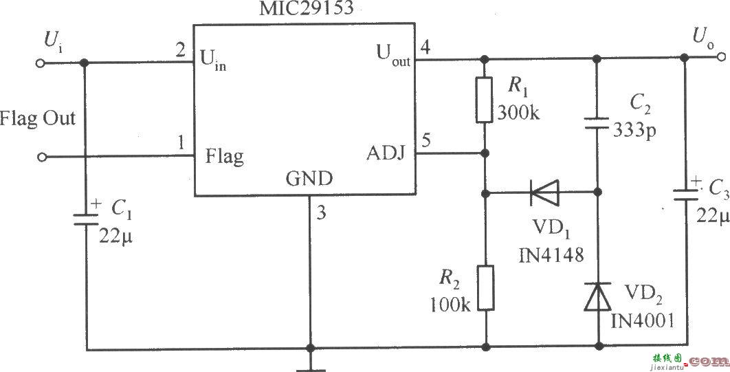 MIC29153构成的慢启动稳压器电路  第1张