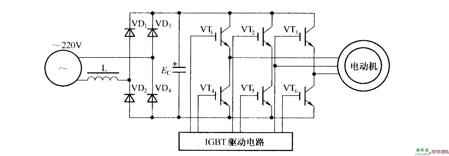 变频器的控制驱动主电路的原理图  第1张