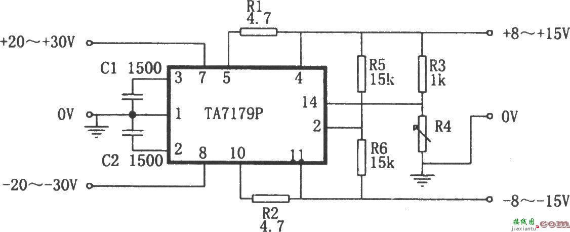 TA7179P构成的对称型同步可调稳压电源  第1张