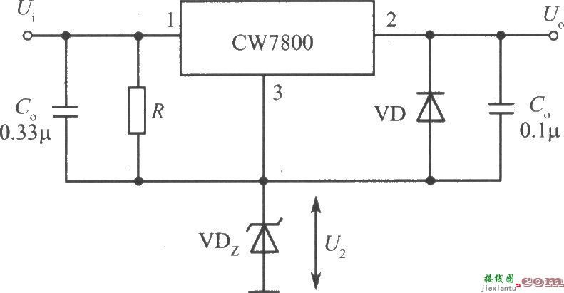 CW7800构成的集成稳压器的升压电路之二  第1张