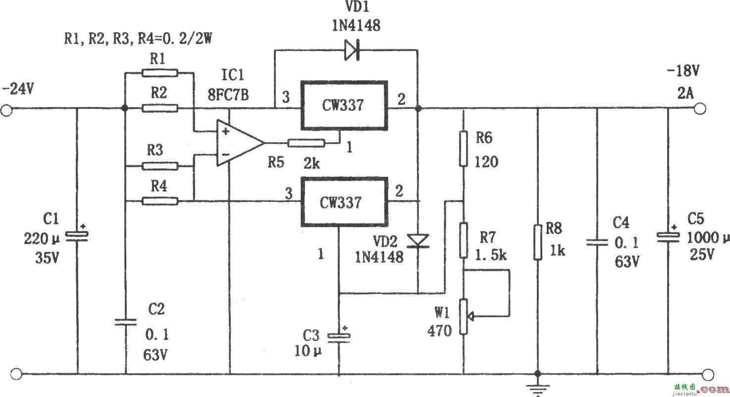 CW337构成并联扩流的-18V、2A电源  第1张