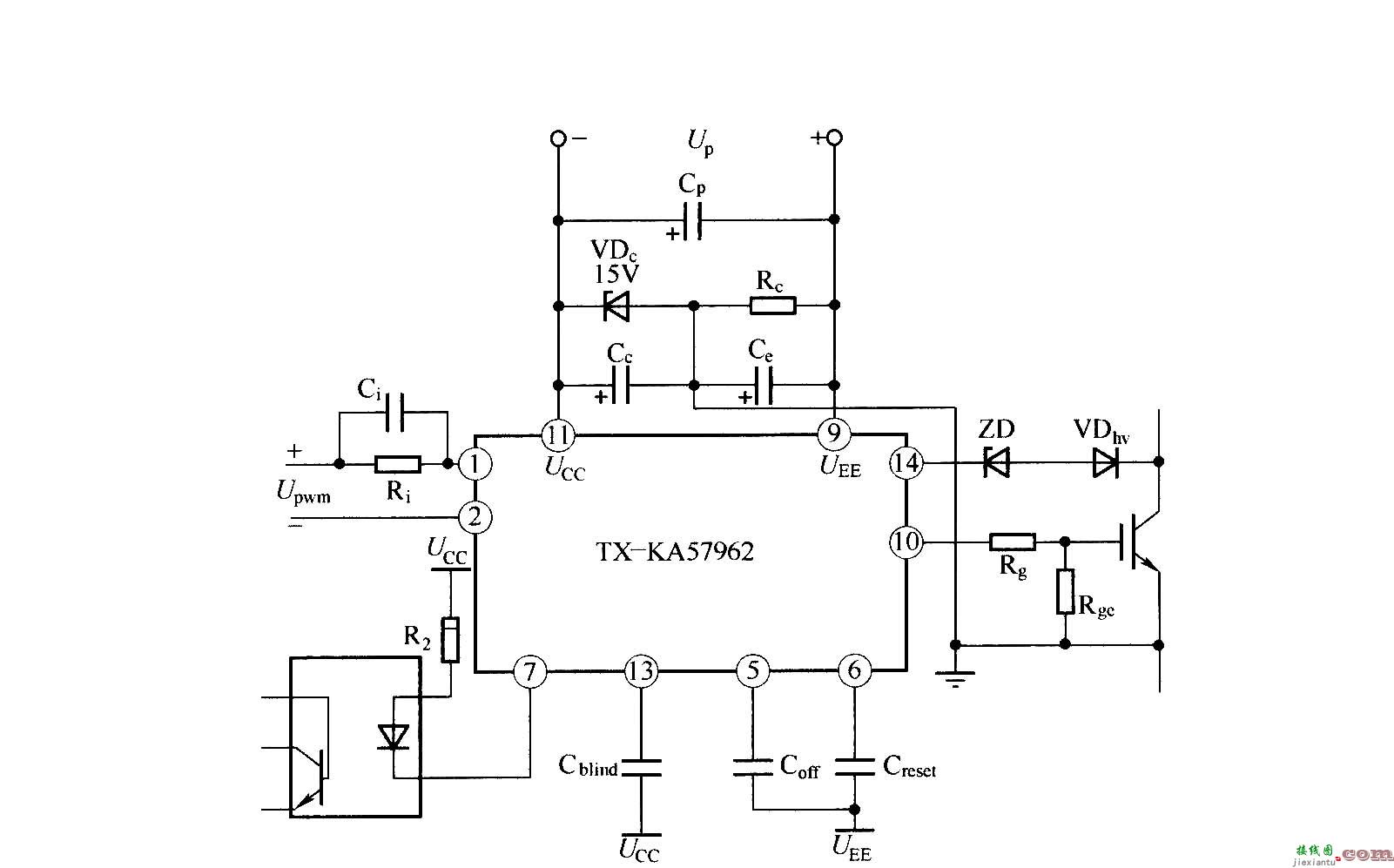 TX—KA57962 IGBT驱动器的应用连接图  第1张