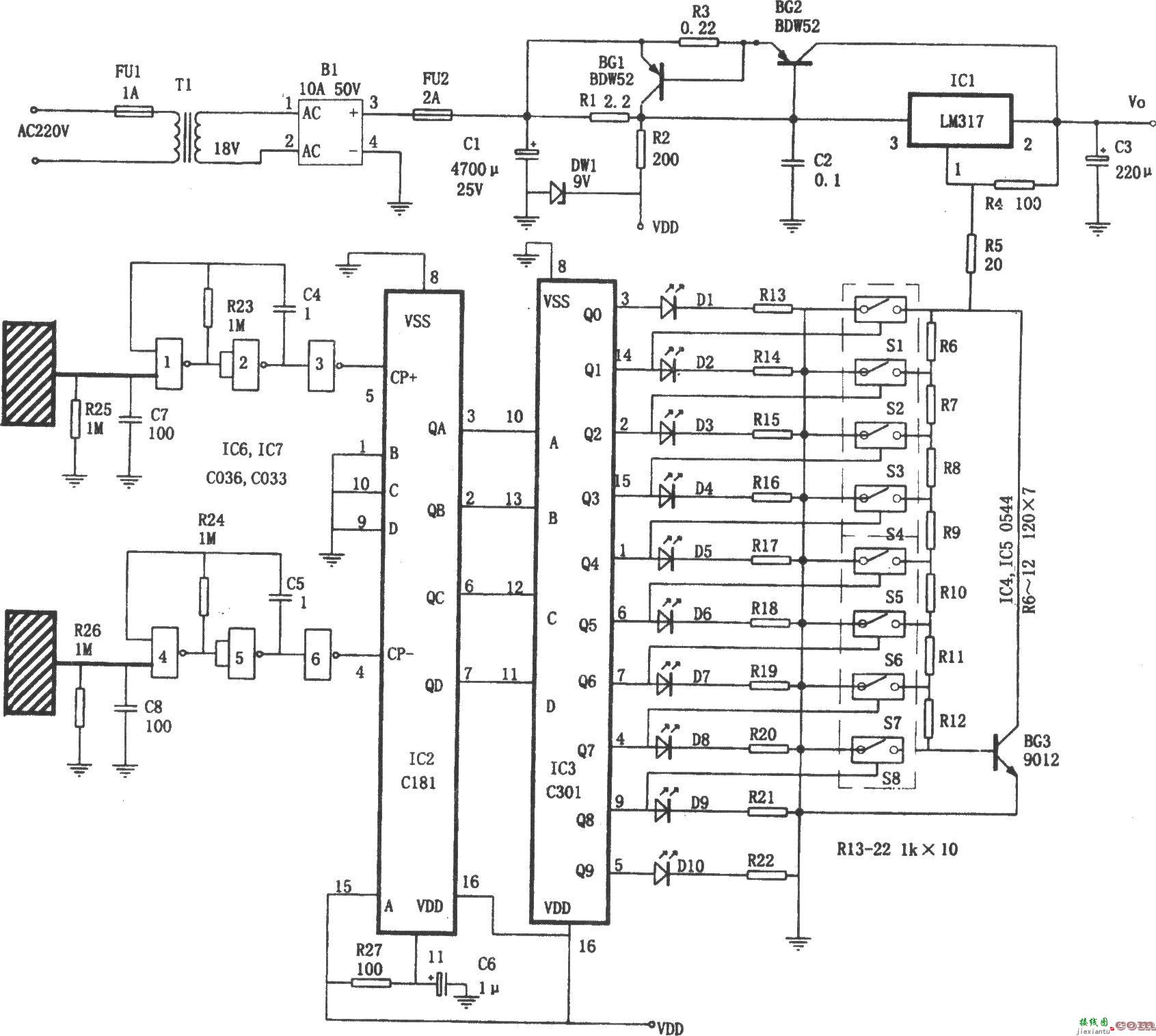 触摸控制稳压电源(LM317、C181、C301)  第1张