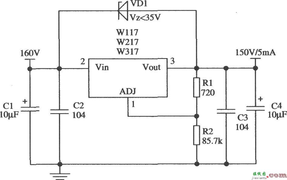 由Wll7／W217／W317构成的提高输出电压的应用电路  第1张