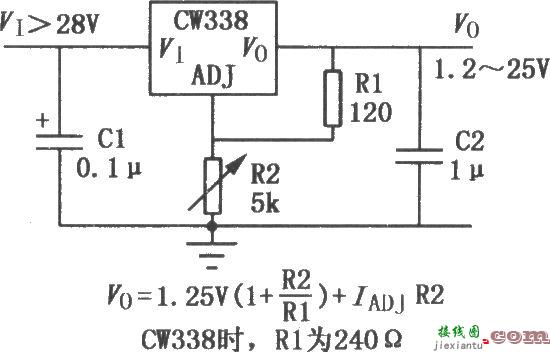 CW117/137系列输出电压可调集成稳压器的典型应用电路  第1张