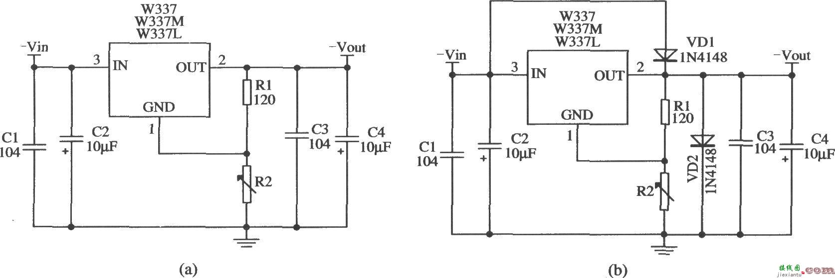 三端可调负集成稳压器W337L／W337M／W337的典型应用电路  第1张