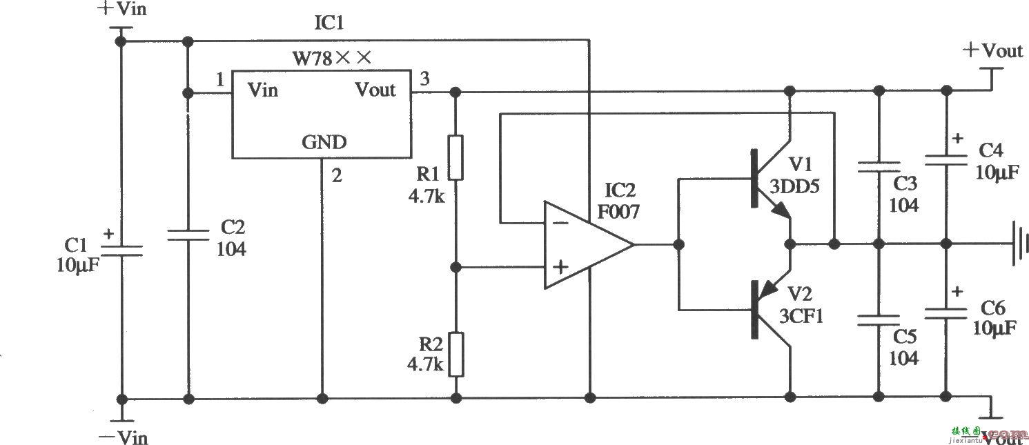 由W78××构成的正、负双电源输出的应用电路  第1张
