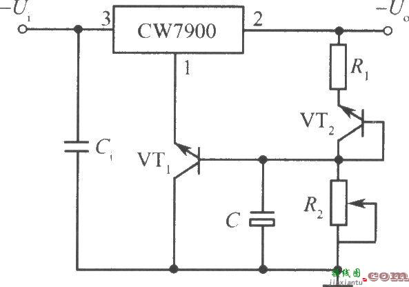 CW7900构成的具有温度补偿的可调输出集成稳压电源电路  第1张