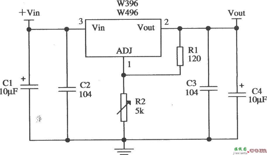 由W396／W496组成的输出电压可调的应用电路  第1张