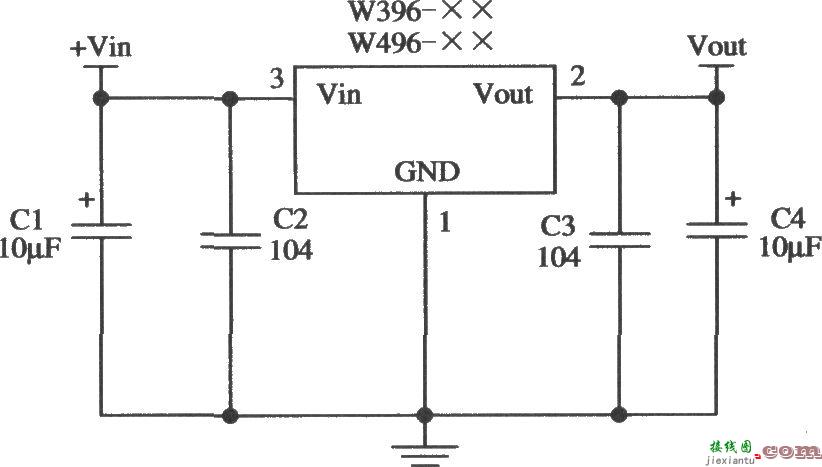 由W396-××／W496-××构成的输出电压固定的稳压器应用电路  第1张