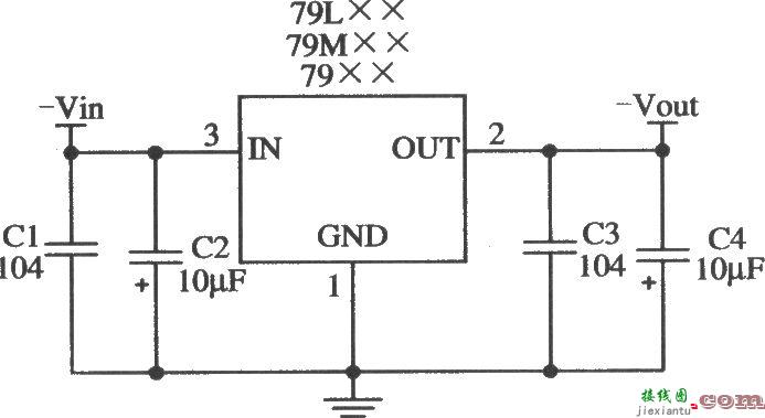 三端固定输出负集成稳压器W79L××／W79M××／W79××的典型应用  第1张