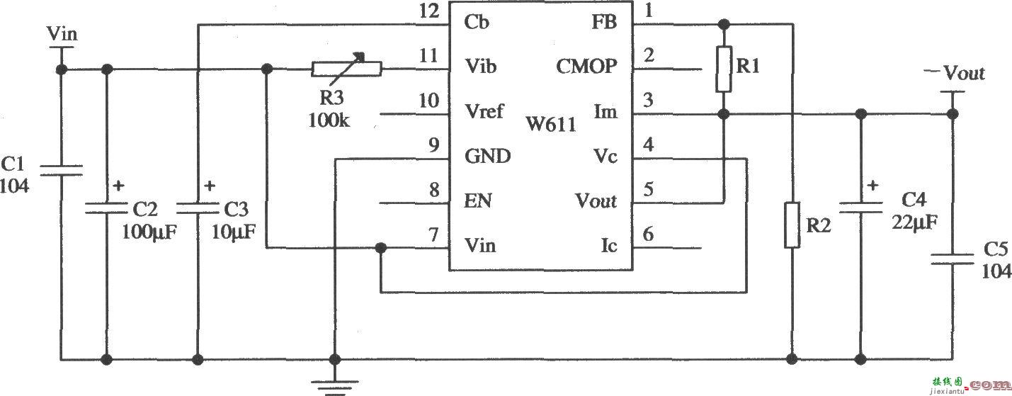 用W611组成的输出负电压的应用电路  第1张