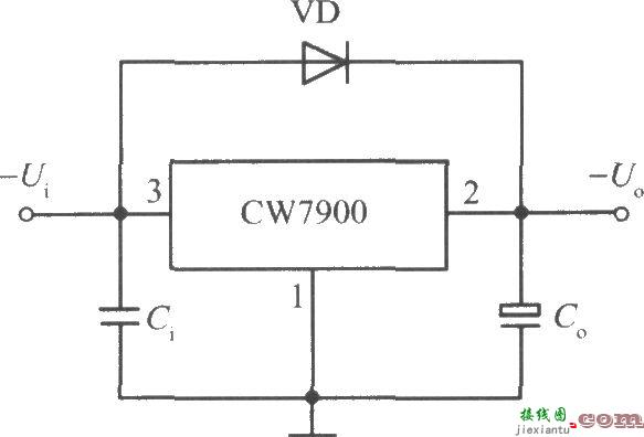 CW7900构成的大容性负载时，保护输入端短路的固定负输出集成稳压  第1张