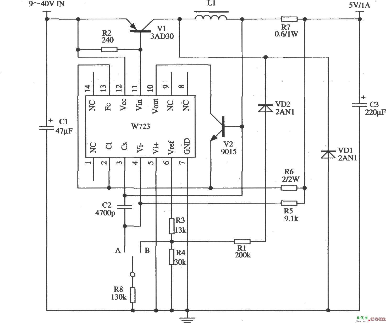 由W723组成的开关稳压器应用电路  第1张