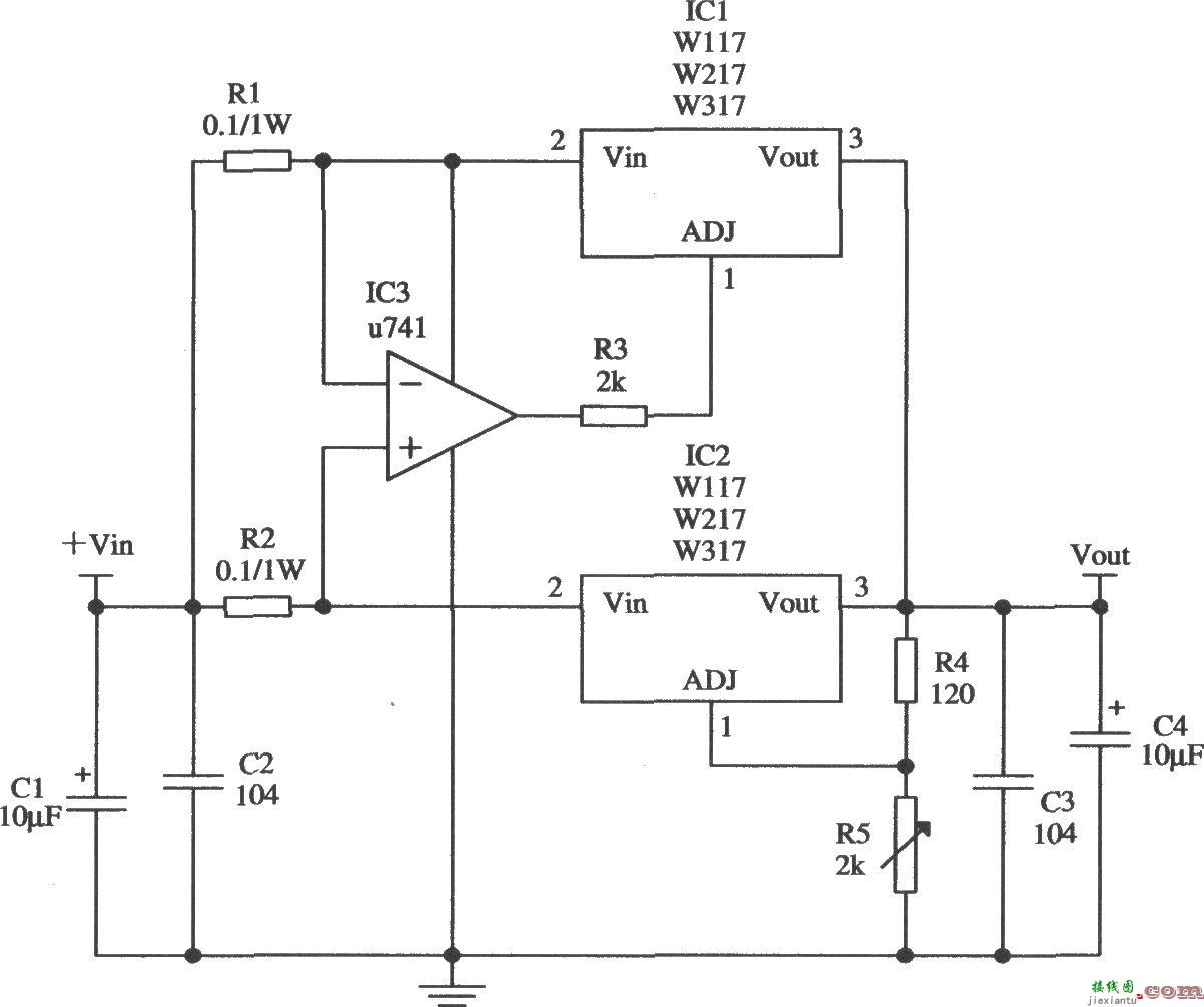 由Wll7／W217／W317构成的扩展输出电流的应用电路  第1张