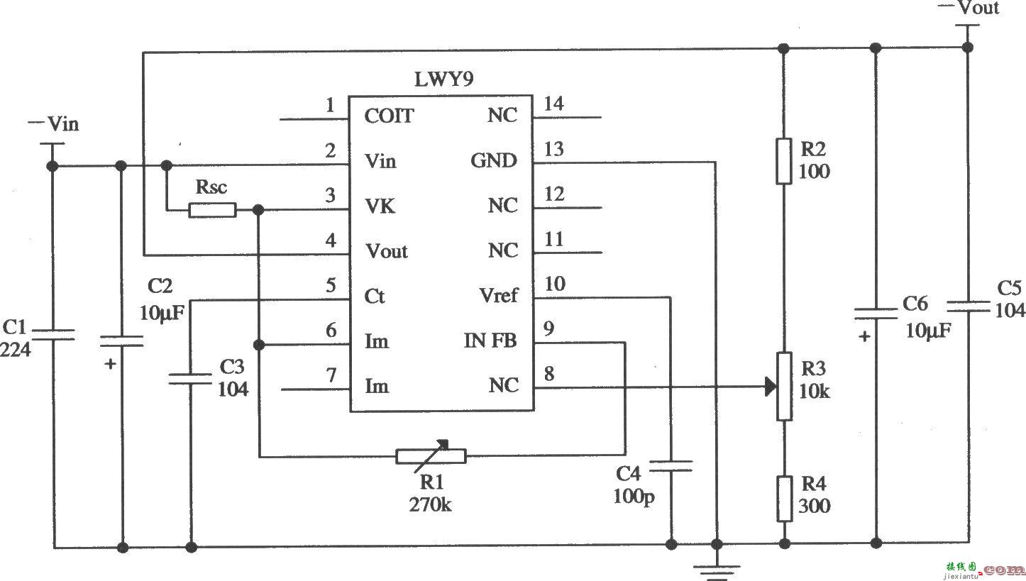 LWY9负集成稳压器的典型应用电路  第1张