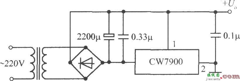 CW7900构成的固定正输出电压集成稳压电源电路  第1张