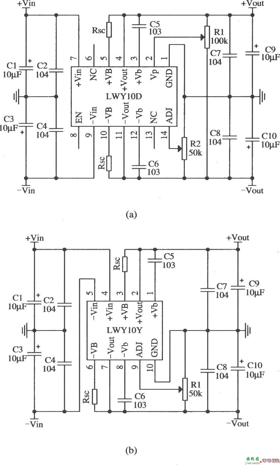 由LWY10构成的正负双可调输出的应用电路  第1张