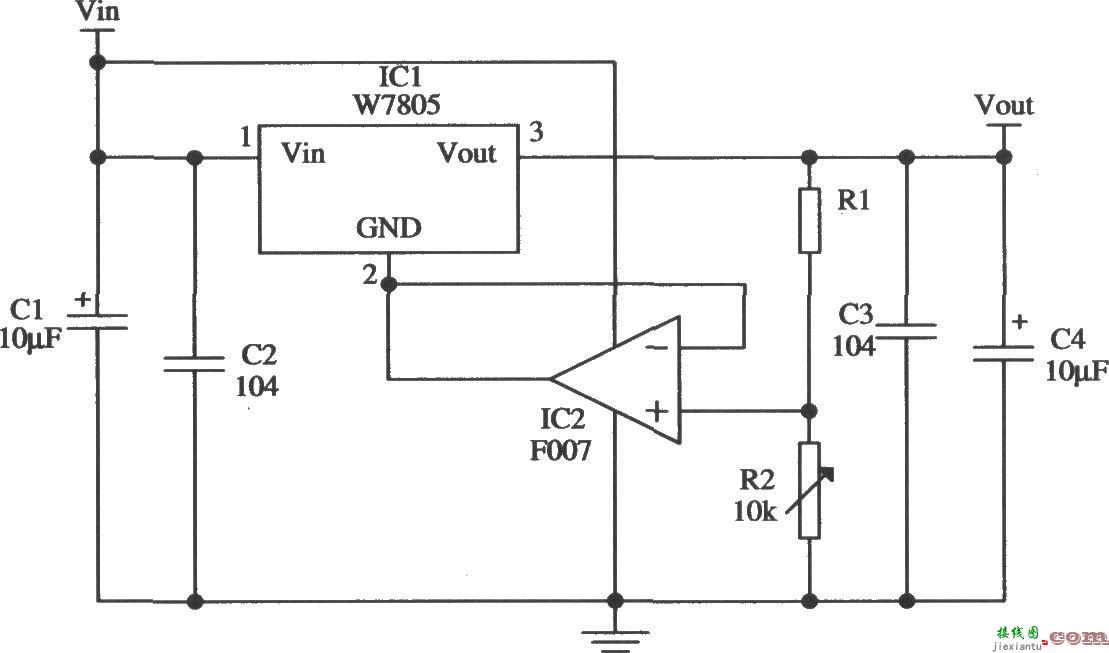 由W7805构成的输出电压连续可调的应用电路  第1张