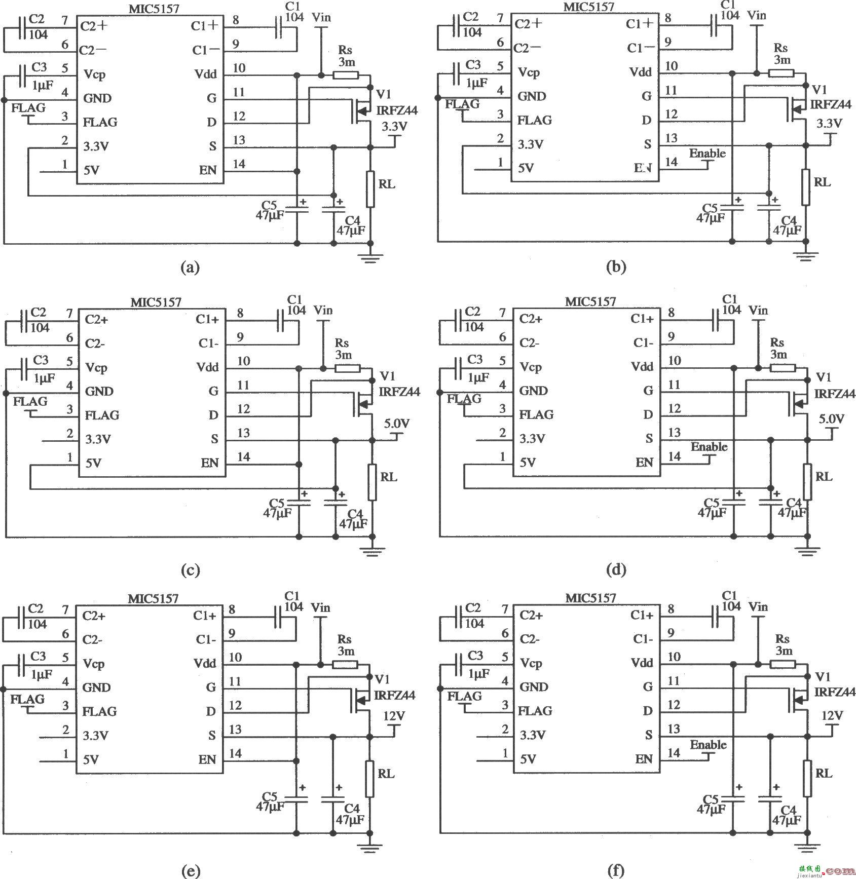 由MIC5157组成三种输出的稳压器电路  第1张