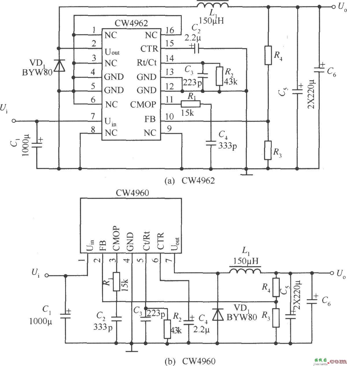 单片开关集成稳压器CW4962／CW4960的典型应用电路  第1张