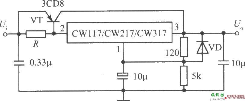 CW117/CW217/CW317构成的用外接PNP型功率晶体管来扩展电流的集成  第1张