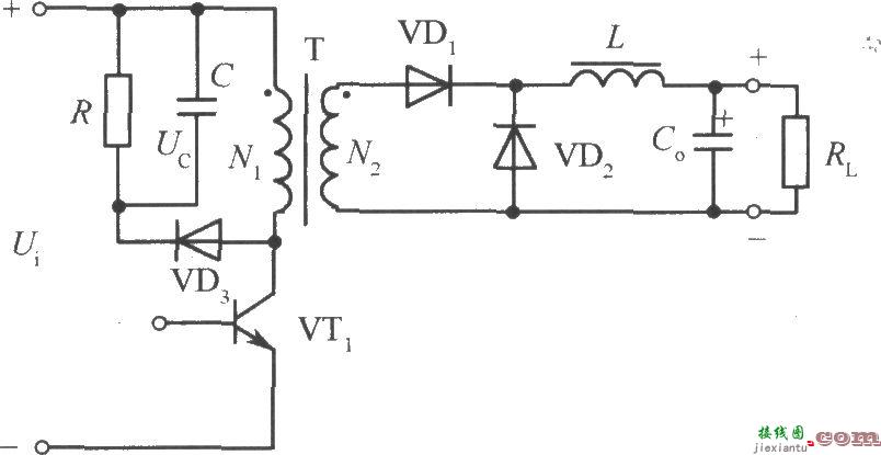 带有RC和二极管钳位电路的单端正激变换器电路  第1张
