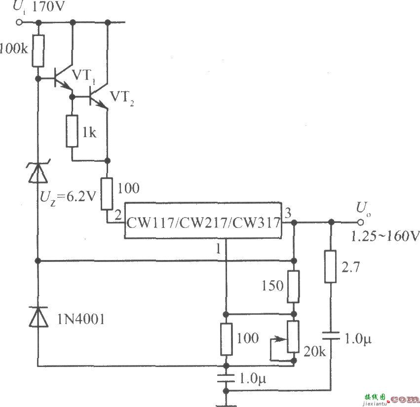 CW117／CW217／CW317构成的1.25～160V可调集成稳压电源  第1张