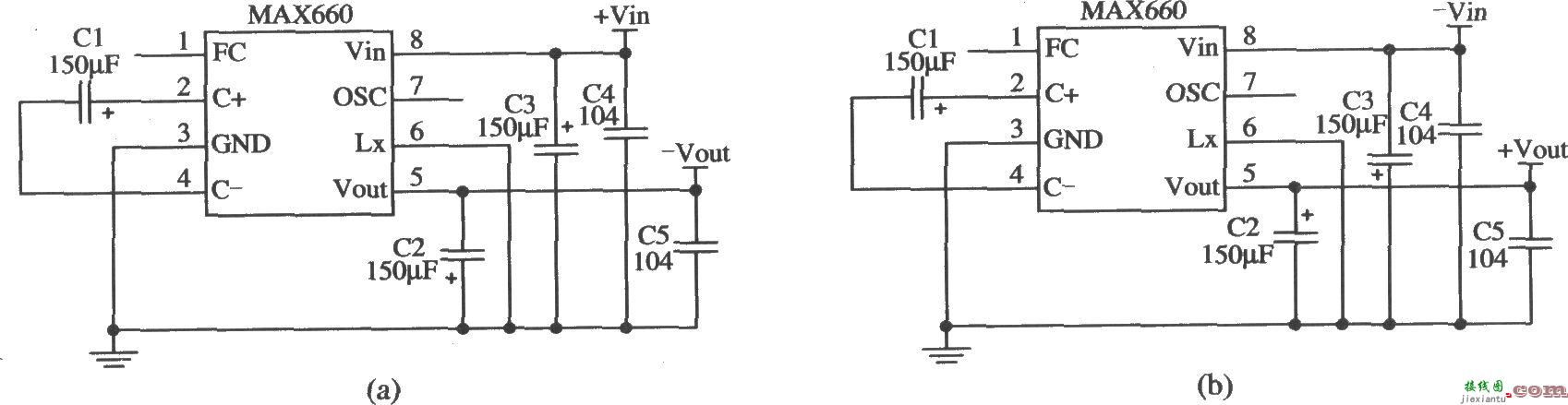 MAX660构成输入与输出电压反转的应用电路  第1张