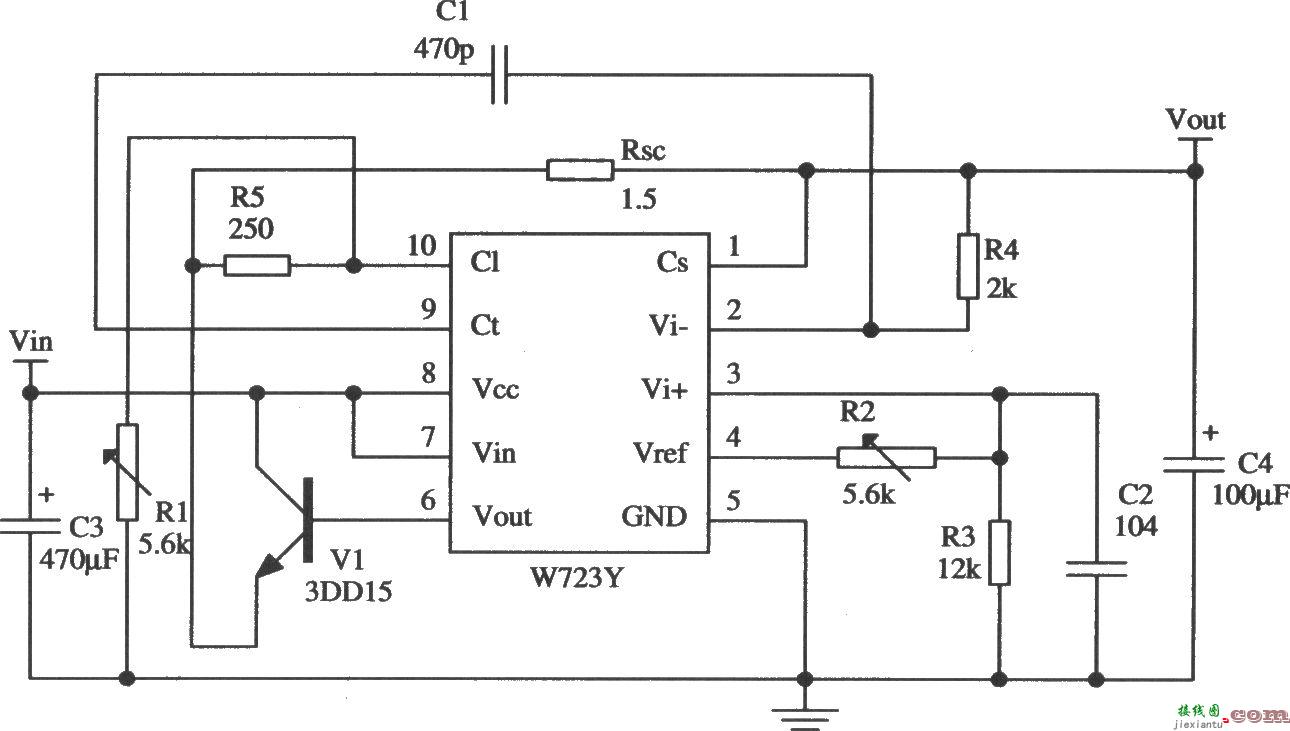 W723的低电压限流扩流应用电路  第1张