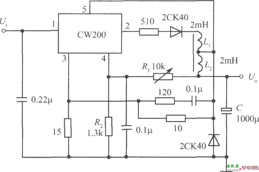CW200组成的自激开关式集成稳压电源  第1张