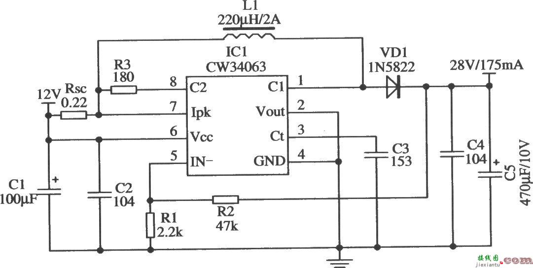 将降压型改装成升压型的应用电路(CW34603)  第1张