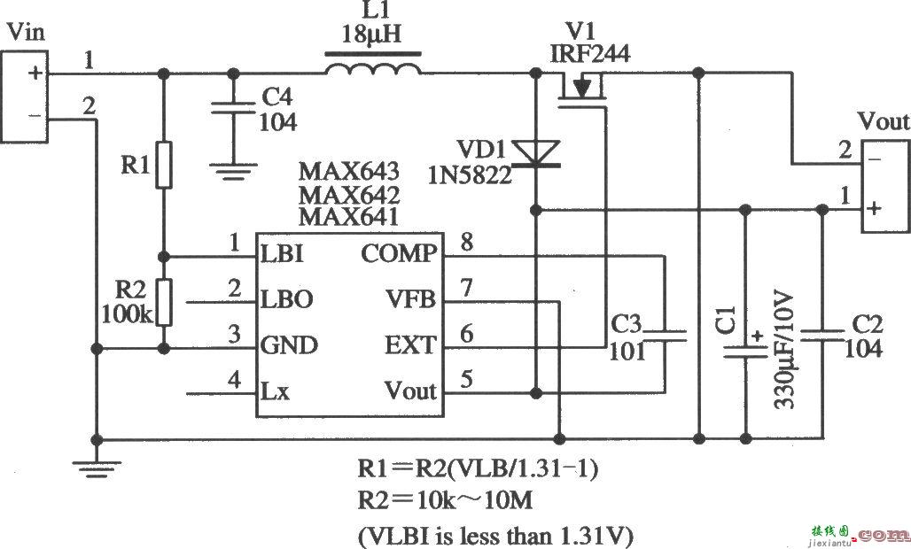 MAX641/MAX642构成的外加功率开关管的典型应用电路  第1张