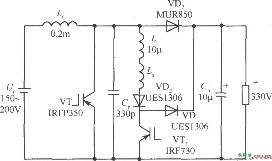 300kHz 600W ZVT-PWM boost变换器电路  第1张