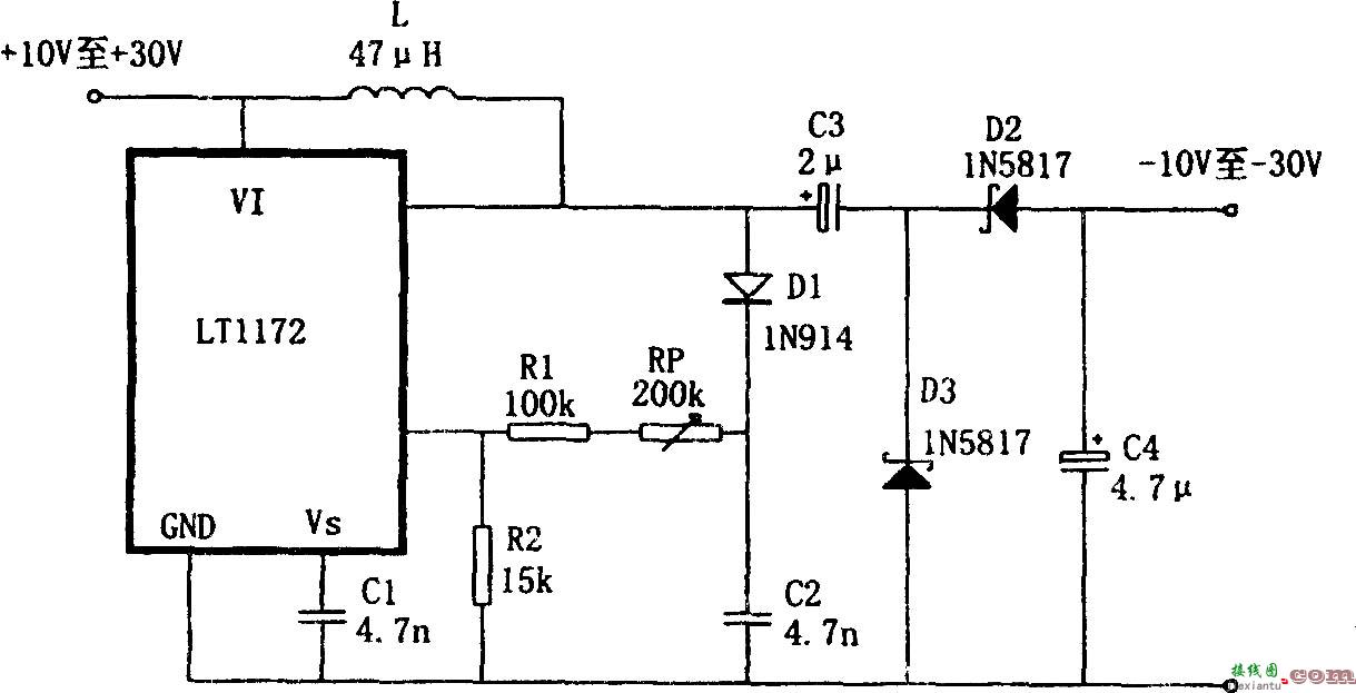 LT1172构成的极性反转型升压电源  第1张