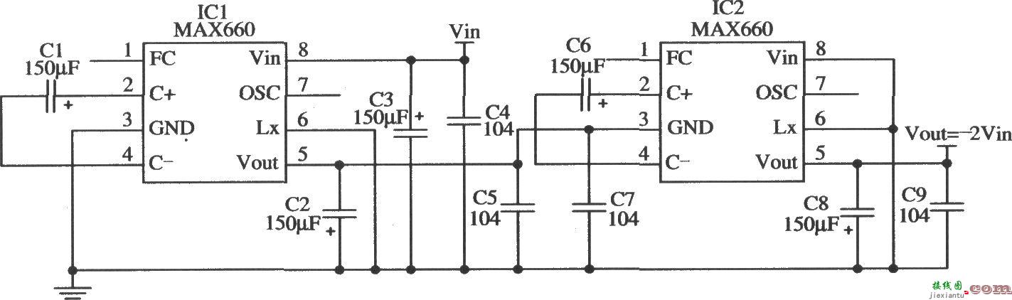 MAX660构成能够输出更大负压的应用电路  第1张