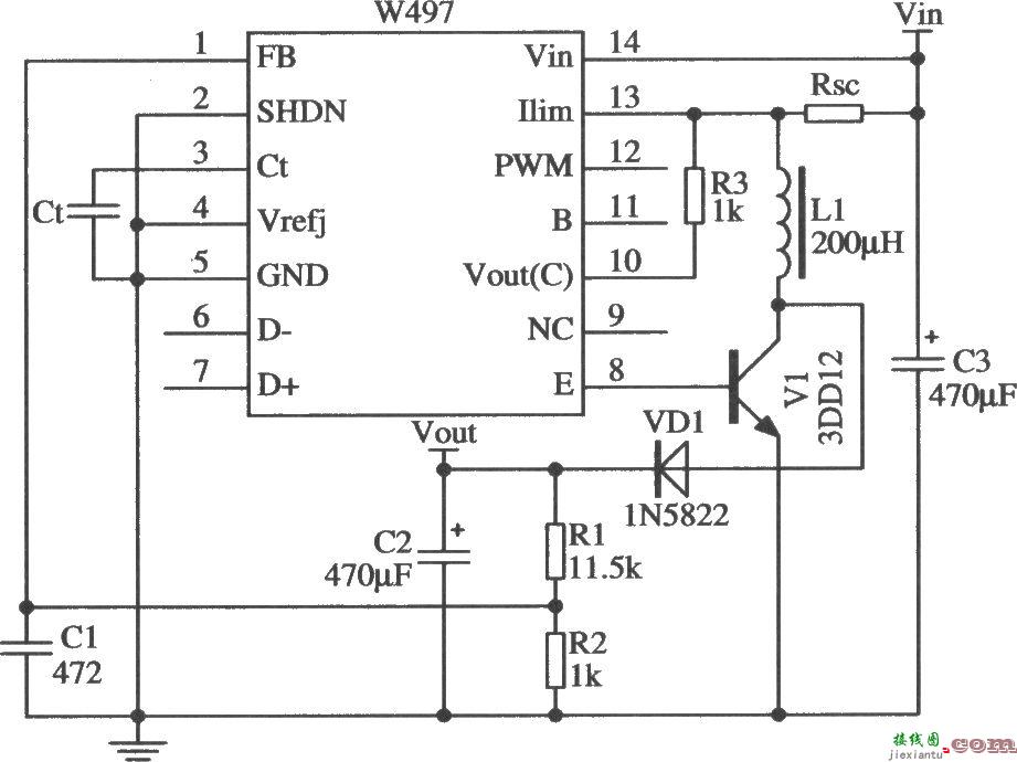 W497构成的升压型扩流应用电路  第1张