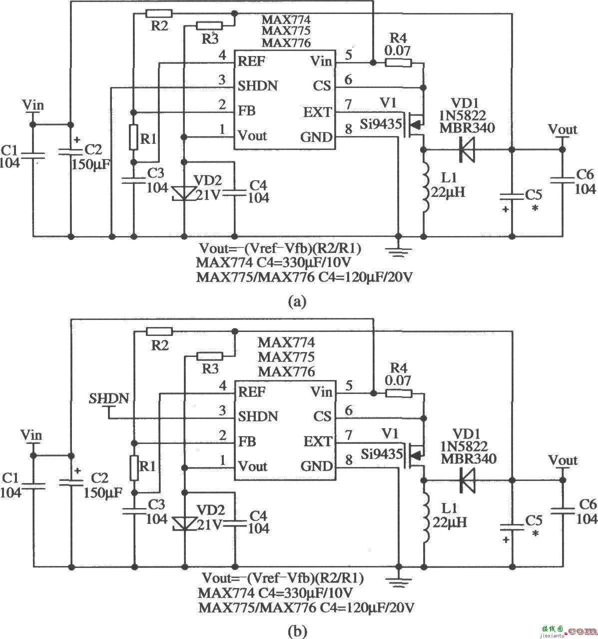 使用稳压二极管来满足基本驱动的应用电路(MAX774/MAX775/MAX776)  第1张