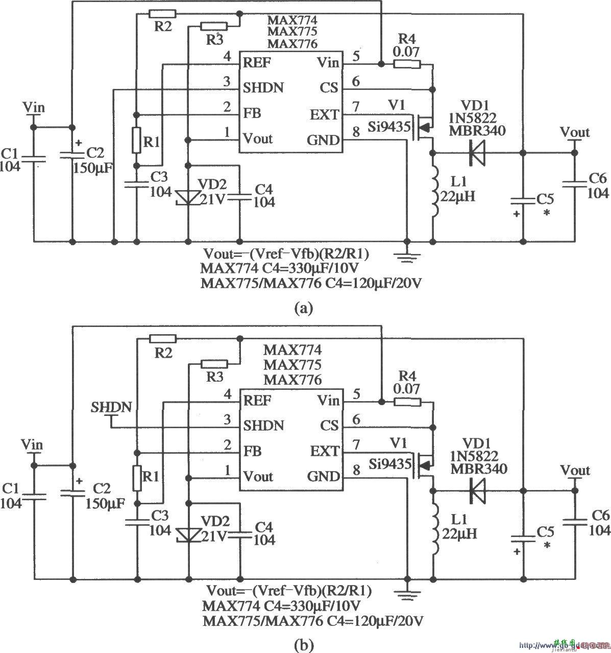 使用稳压二极管来满足基本驱动的应用电路(MAX774/MAX775)  第1张