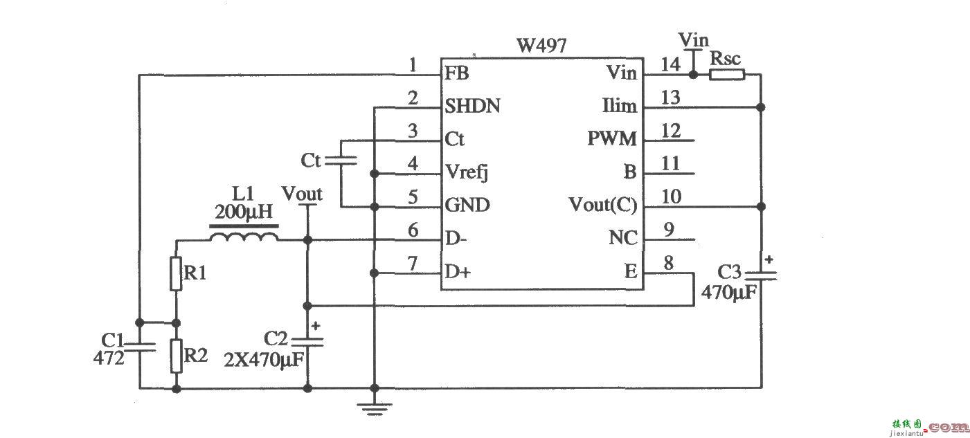 由W497构成的降压型开关稳压器的应用电路  第1张