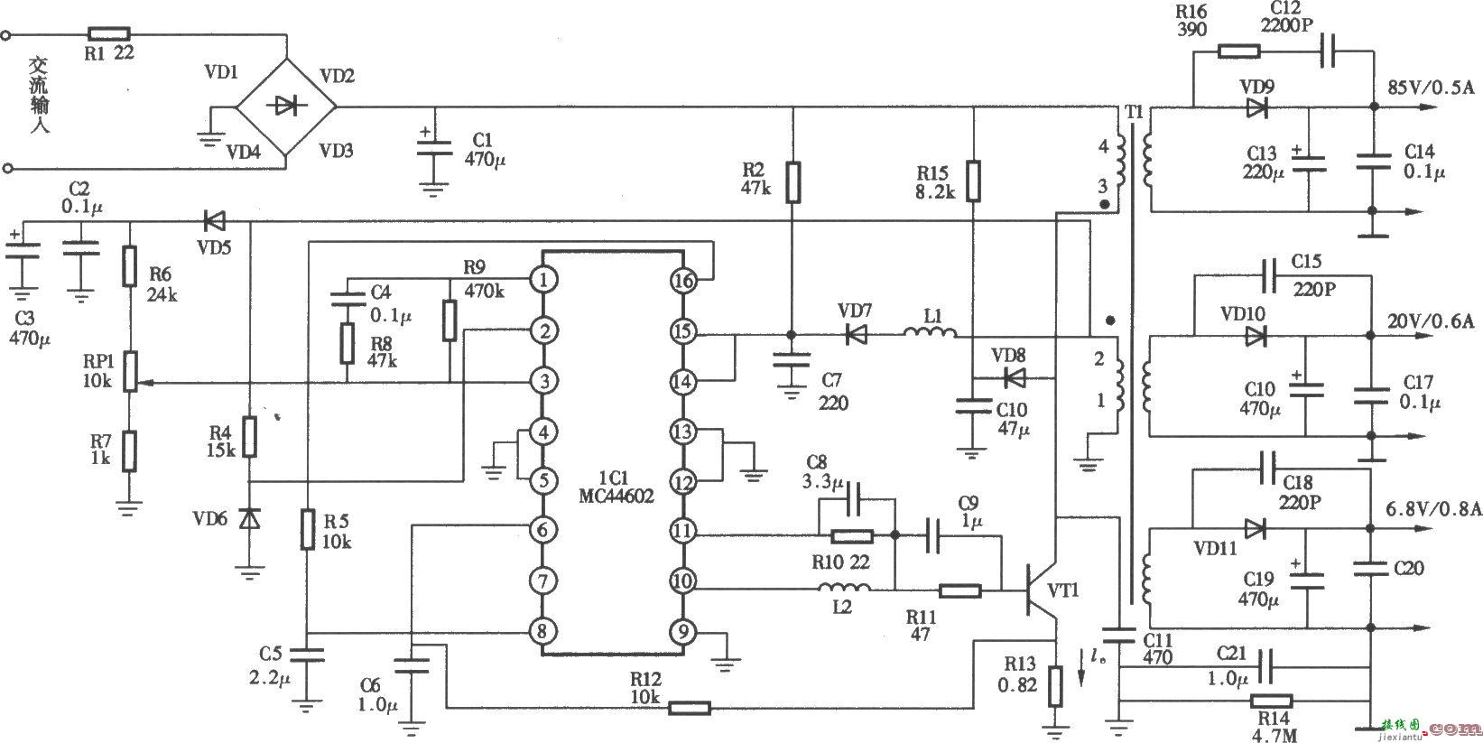 MCl401型彩显开关电源(MC44602)电路  第1张