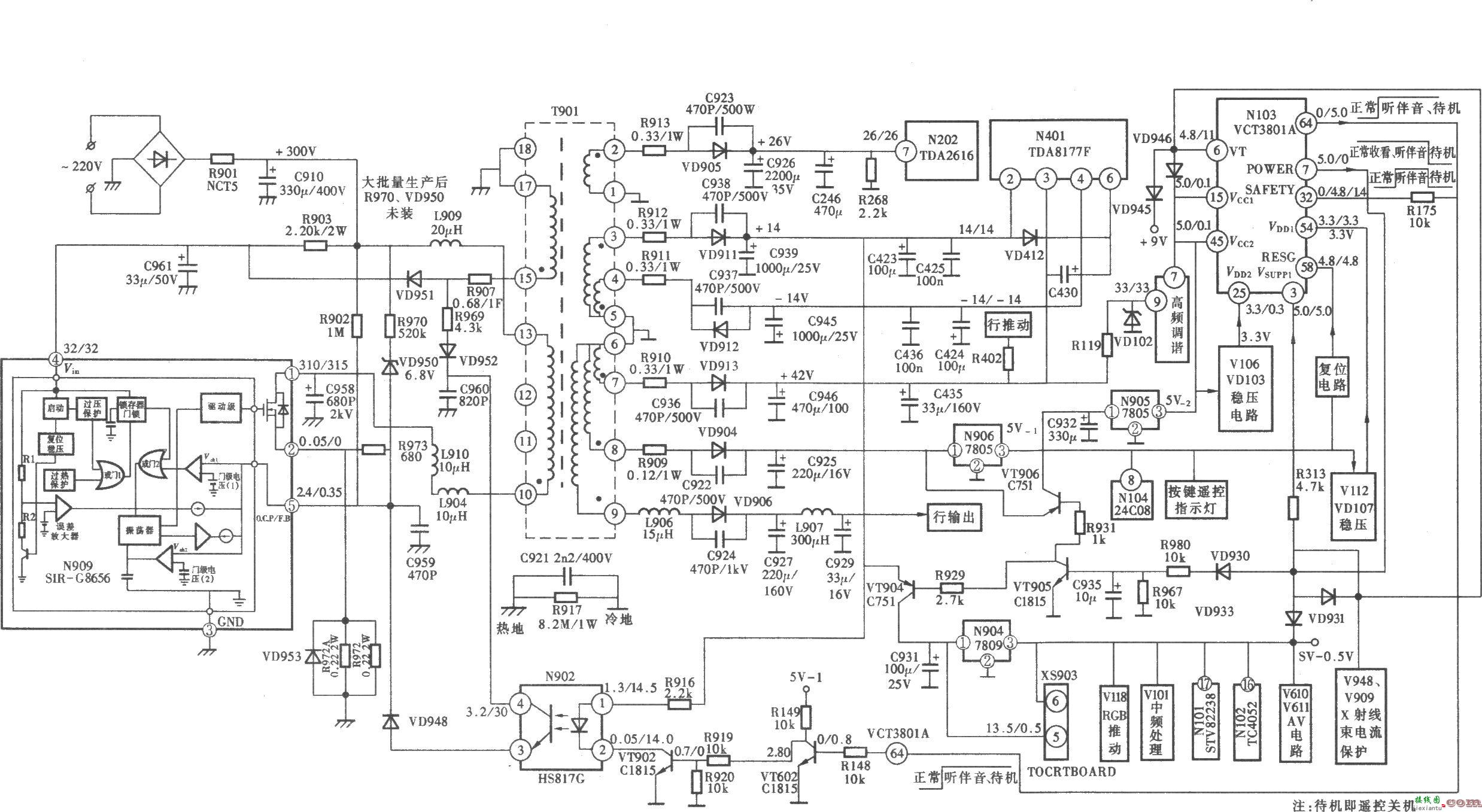 康佳T2967S(“s”系列)型彩电开关电源 (STR—G8656) 电路  第1张
