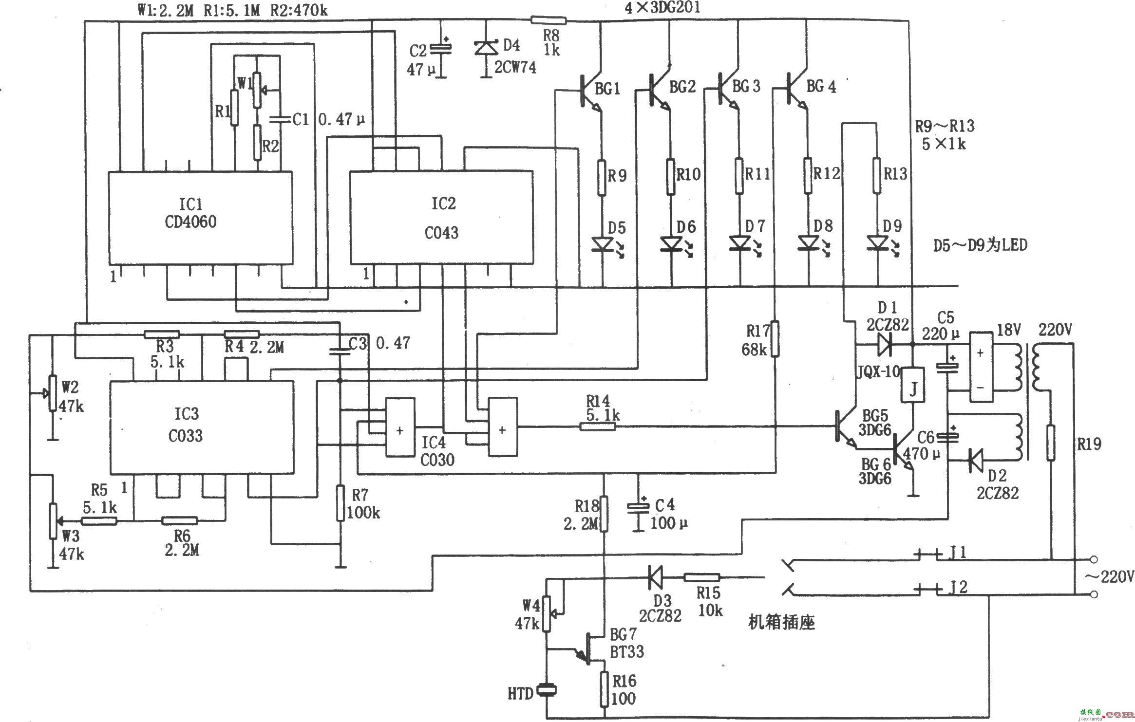 五功能电冰箱保护器(CD4060、C043、C033)  第1张