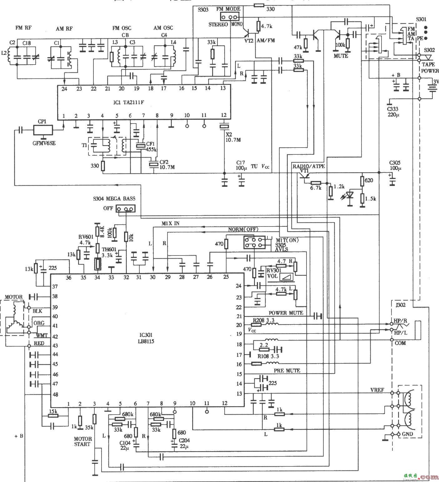 索尼FXl93／FXl95收放音机电路  第1张