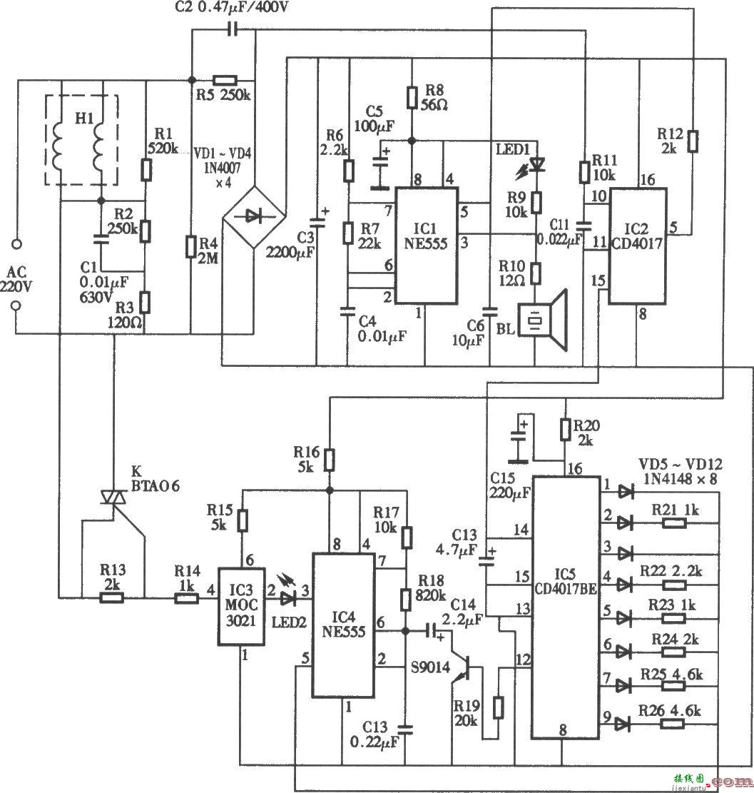 7W电子驱虫器电路  第1张