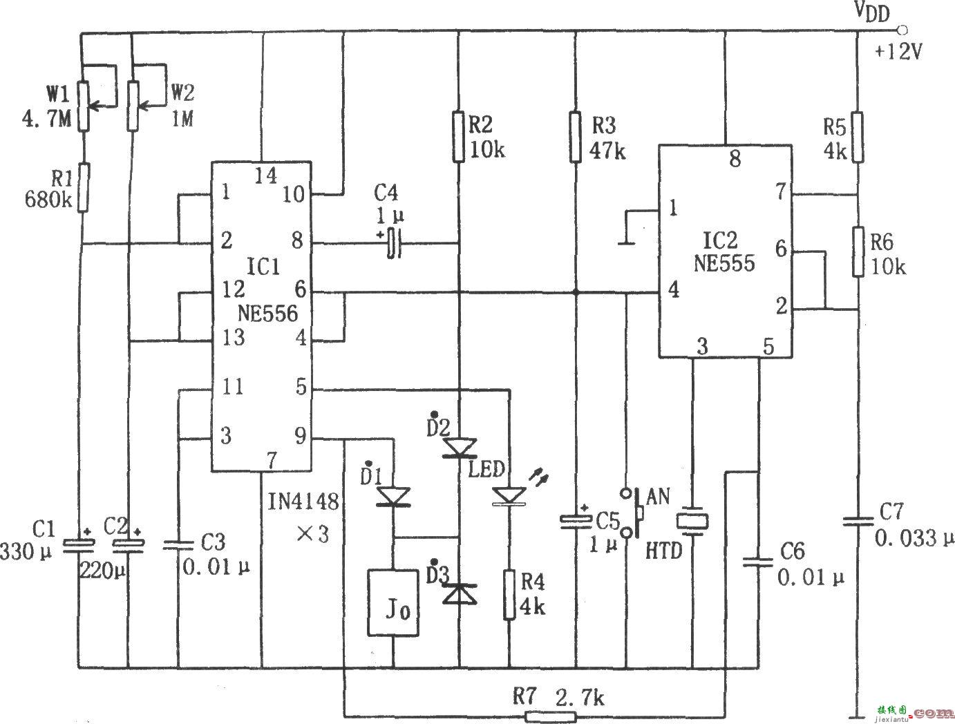 NE555构成的家用限时报知器  第1张