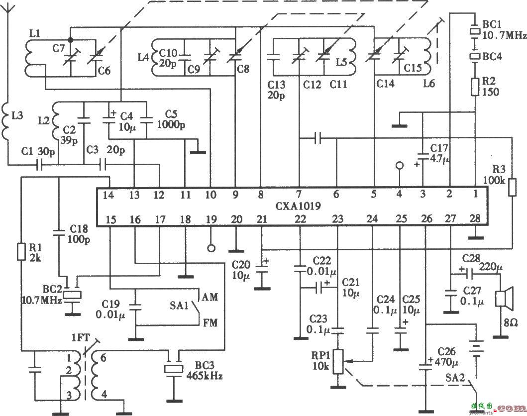采用CXAl019的随身听收音电路  第1张