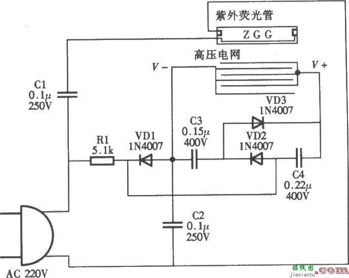 美之杰牌MWQ-A型单管灭蚊灯电路  第1张