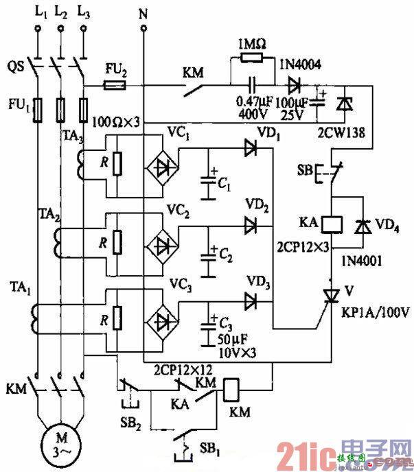 电动机的过电流保护电路图  第1张
